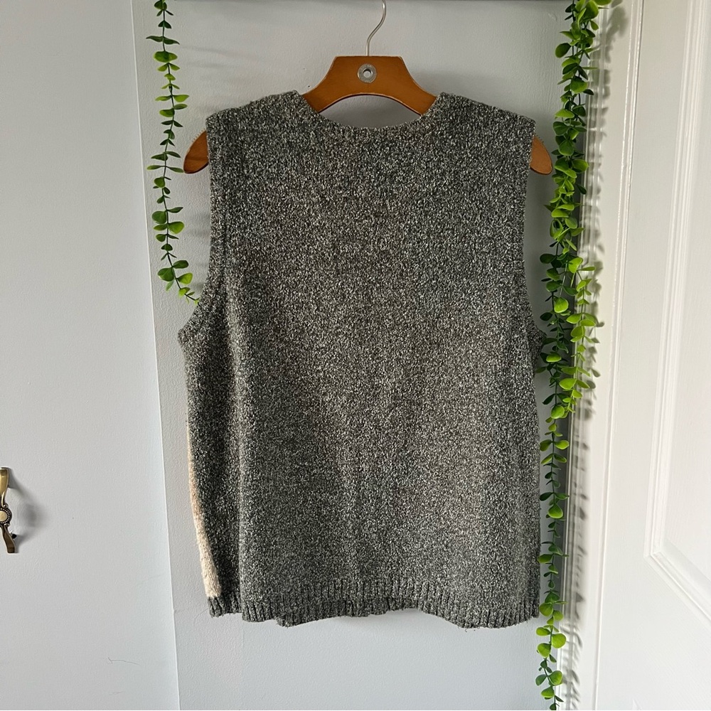 Northern Reflections Green and Cream Patchwork Zip Sweater Vest - Picture 7 of 7